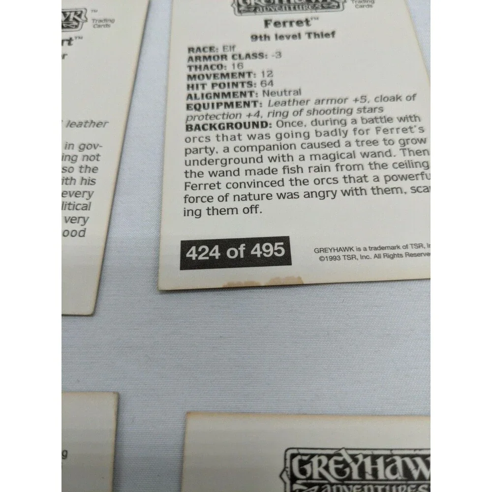 Lot Of (29) TSR Series 1993 Greyhawk Adventures Cards Gold Border And 2 Rare Red